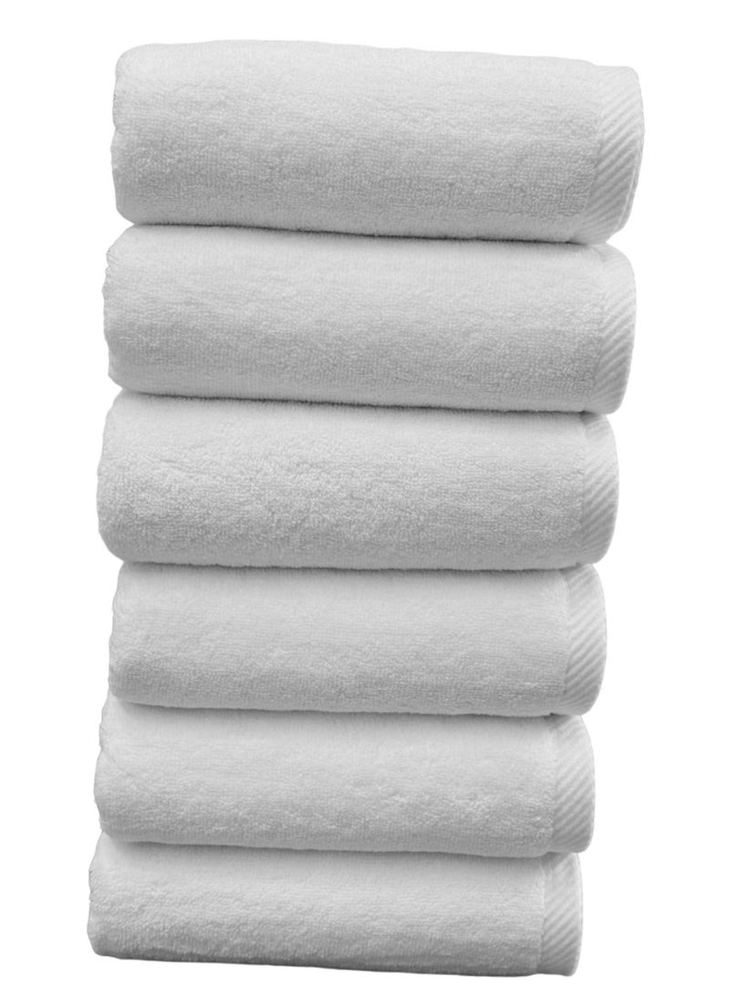 Premium Hotel Quality 100% Cotton Hand Towels Multipurpose Use Towels with High Absorbency- Size 50*90 cm- 6 pieces (white)