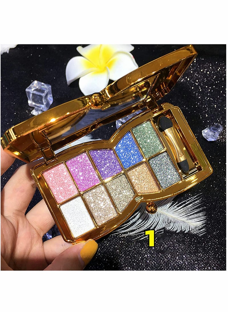 Glitter Eyeshadow plate 10 Colors Shimmer Long Lasting Palltes Diamond Shiny Colorful Eye Shadow Beauty Makeup Pallet for Women and Girls