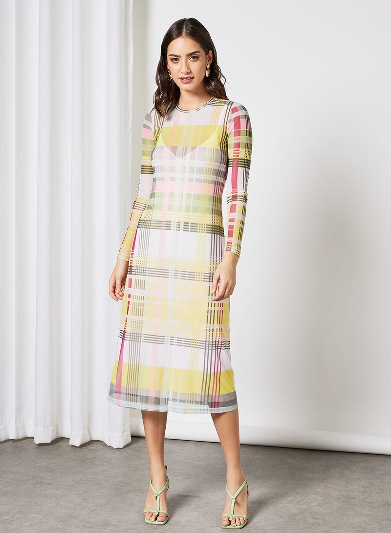 Plaid Midi Dress Multicolour