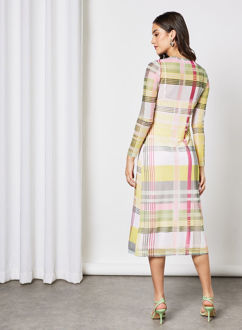 Plaid Midi Dress Multicolour