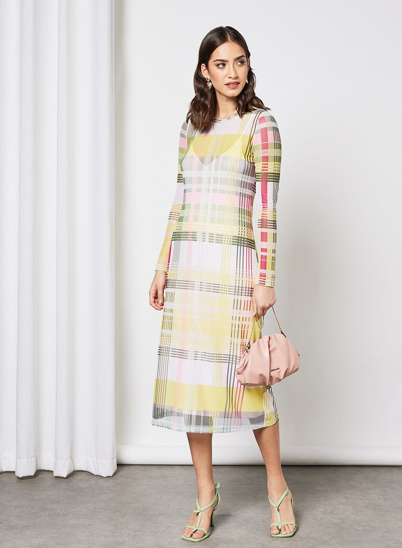 Plaid Midi Dress Multicolour