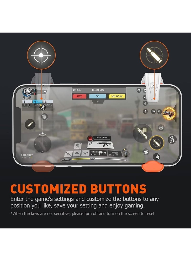 Won Mobile Gaming Trigger PUBG/COD Portable Grip Sensitive Shoot Aim Joysticks Double Fire Button Single Point/3x Burst/Custom Recording for IOS and Android Phone M1
