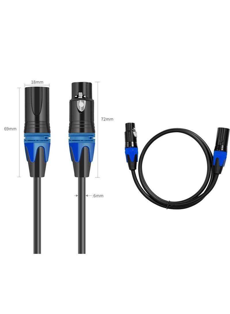 2 Pack XLR Microphone Cable Cables Heavy Duty Male to Female Mic 3 Pin Balanced Shielded for Microphones Speaker Systems Radio Station Stage Lighting