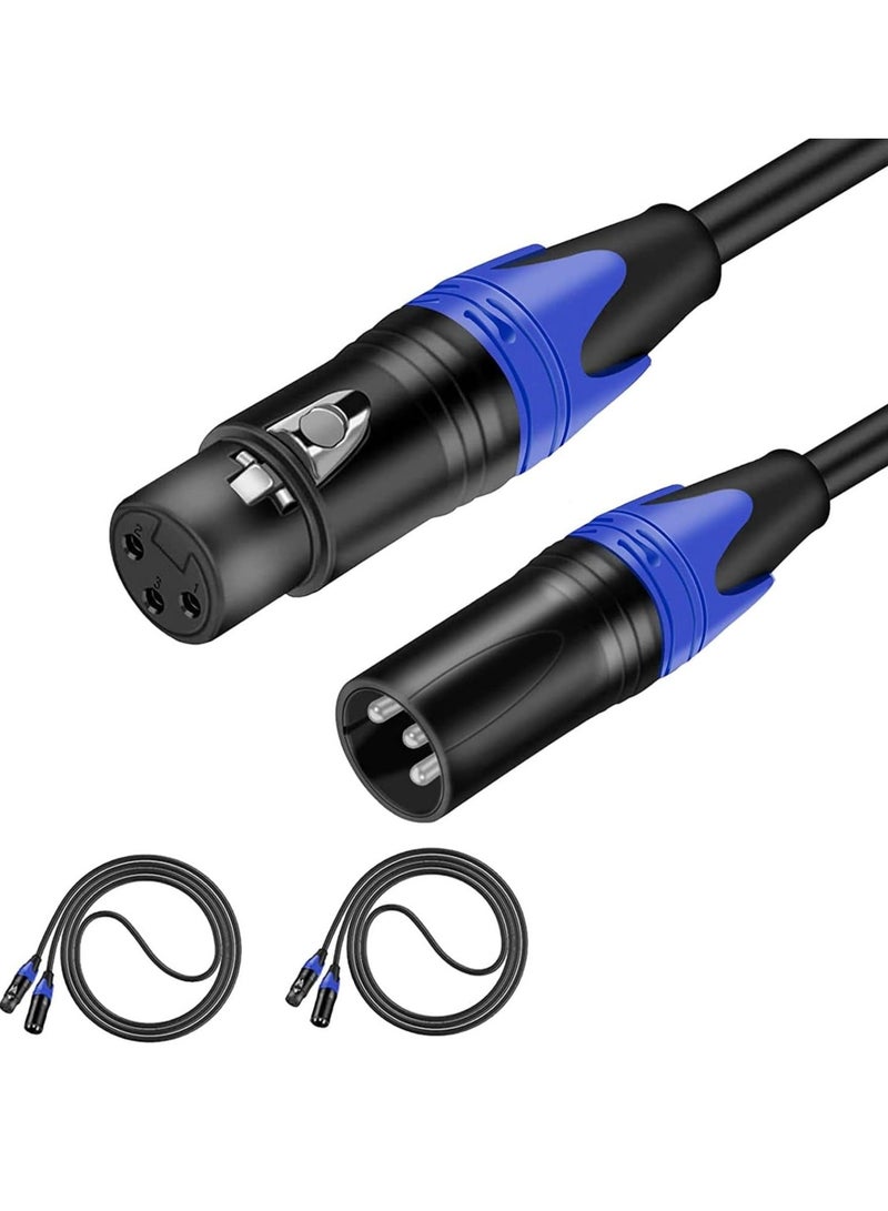 2 Pack XLR Microphone Cable Cables Heavy Duty Male to Female Mic 3 Pin Balanced Shielded for Microphones Speaker Systems Radio Station Stage Lighting