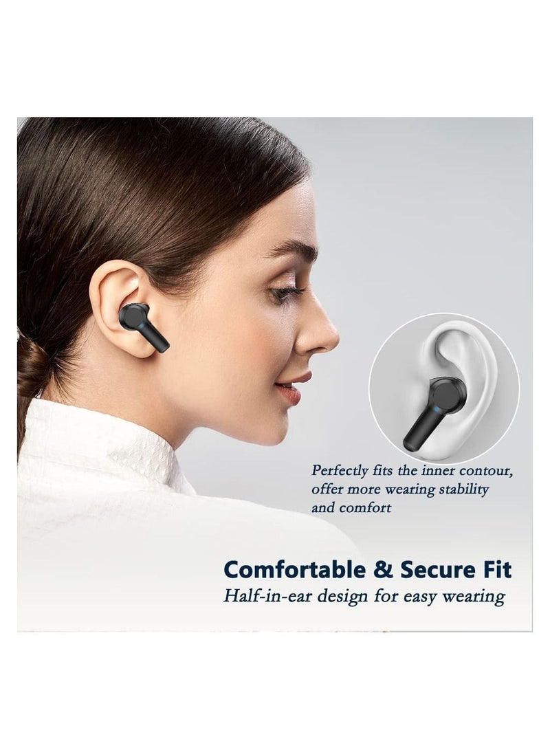 Wireless Earphones Bluetooth 5 Earbuds In Ear Stereo Sound TWS Headphones Touch Control Headset with Mic IPX5 Waterproof Premium Secure Fit for Sport Workouts and Running Black