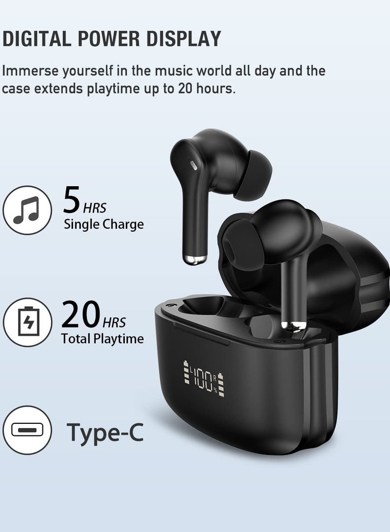 Bluetooth Earphones Wireless Earbuds in-Ear Headphones with 4 Mics for Clear Call, Immersive Sound Premium Bass for Commute, Work, IPX5 Waterproof for Sports, Type C, Fast Charging, Bluetooth 5.3