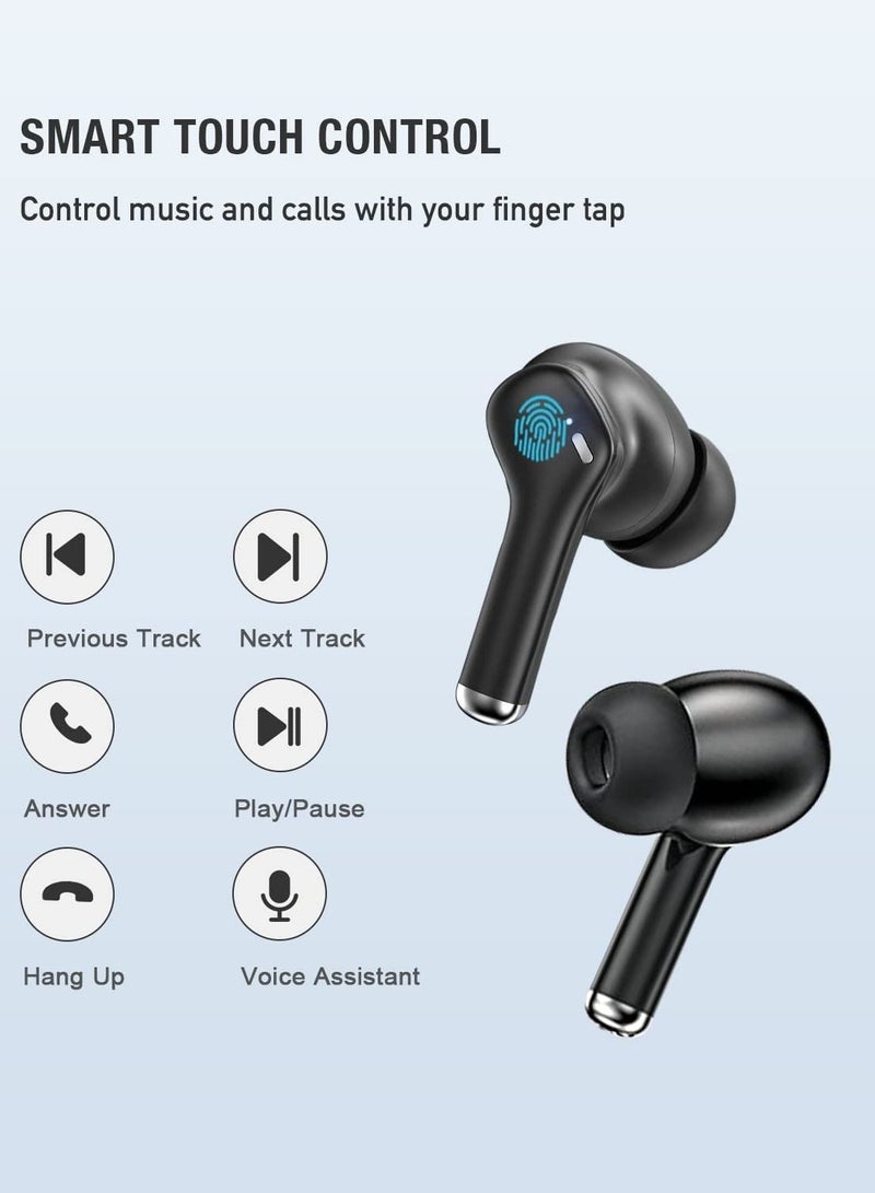 Bluetooth Earphones Wireless Earbuds in-Ear Headphones with 4 Mics for Clear Call, Immersive Sound Premium Bass for Commute, Work, IPX5 Waterproof for Sports, Type C, Fast Charging, Bluetooth 5.3