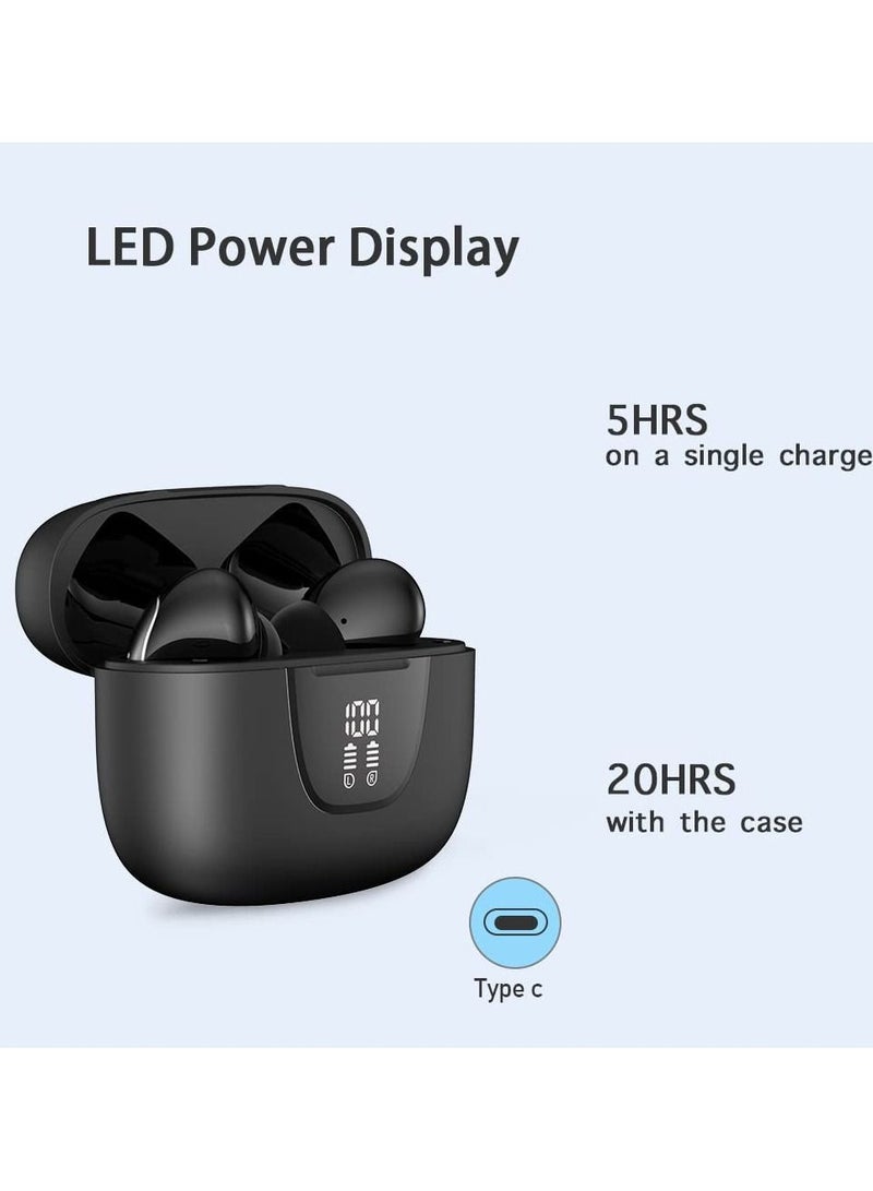 Bluetooth Earphones with 4 Mics Wireless Earbuds, Premium Sound, ENC Noise Cancelling for HD Stereo Calls, Ultra-Light in-Ear TWS Headphones, Touch Control, IPX5 Waterproof for Sports