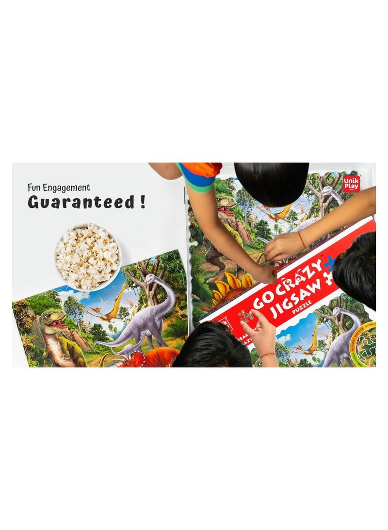 Go Crazy Jigsaw Puzzle For Kids And Adults, Attractive Cartoon Print Puzzle With 2 Puzzle Trays For Age 6 To 99 Years-90 Pcs-(Farm Friends)- Dino