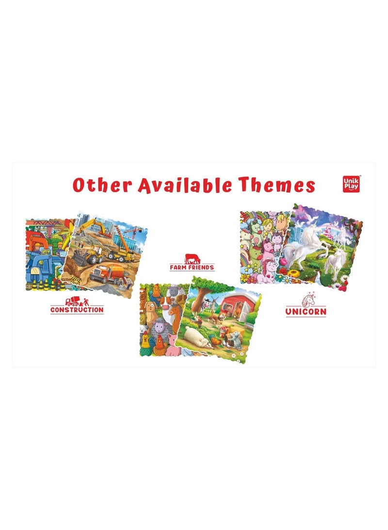 Go Crazy Jigsaw Puzzle For Kids And Adults, Attractive Cartoon Print Puzzle With 2 Puzzle Trays For Age 6 To 99 Years-90 Pcs-(Farm Friends)- Dino