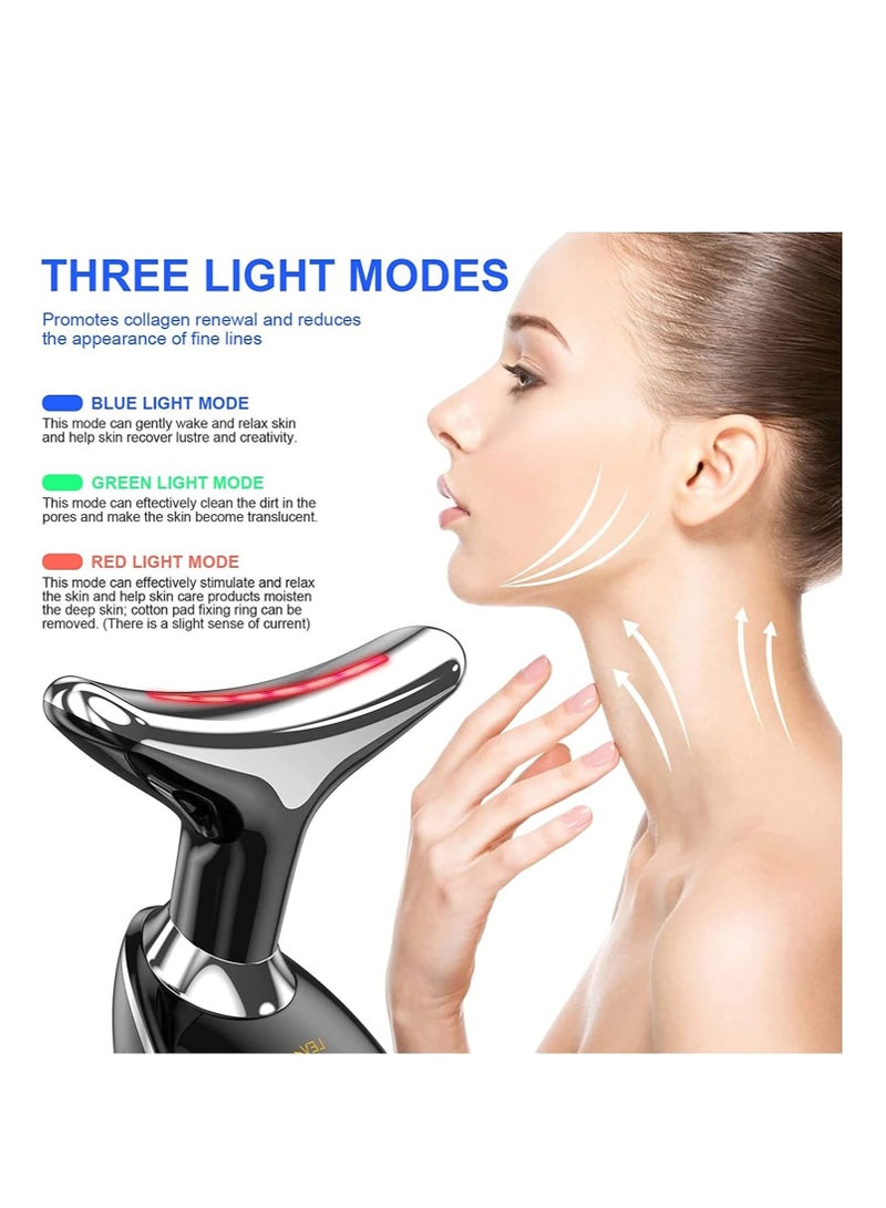 COOLBABY Facial Neck Lifting Machine Sonic Face Massager Beauty Device Wrinkles Remover Skin Rejuvenation Anti-aging Rechargeable 3 Modes Black