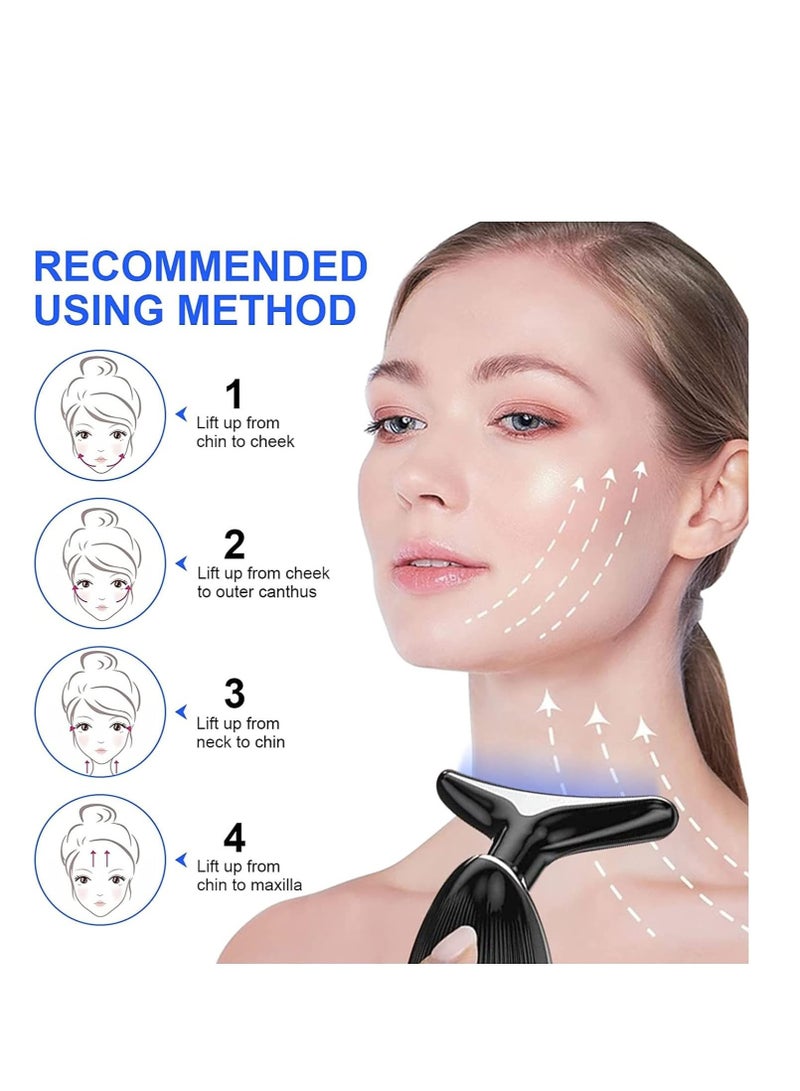 COOLBABY Facial Neck Lifting Machine Sonic Face Massager Beauty Device Wrinkles Remover Skin Rejuvenation Anti-aging Rechargeable 3 Modes Black