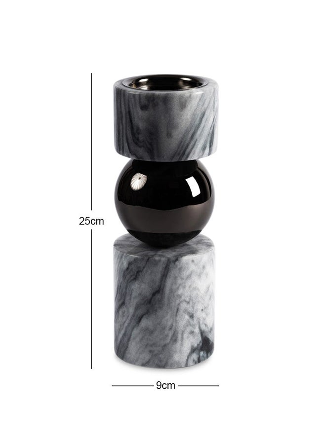 Savvy Candle Holder, Pearl Black & White - 9x25 cm