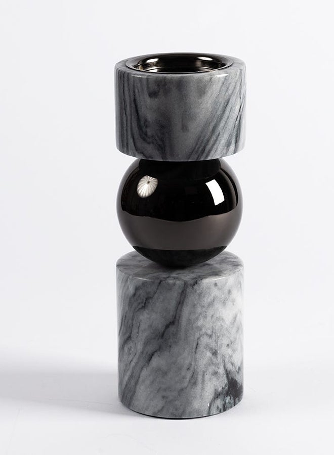 Savvy Candle Holder, Pearl Black & White - 9x25 cm