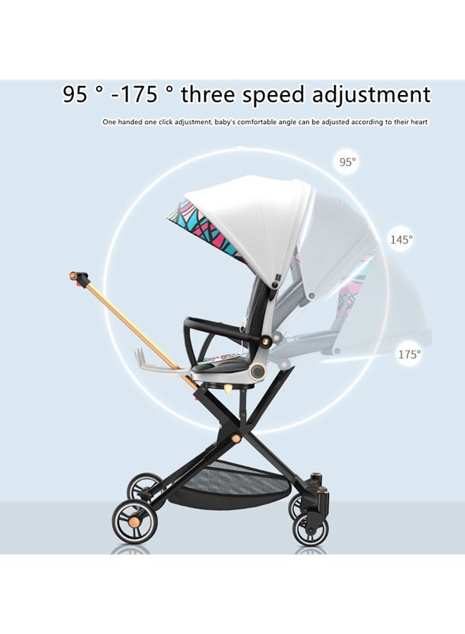 Lightweight Quick One Hand Fold 4 Wheels Baby Stroller With Top Tray