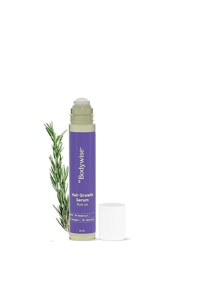 Be Bodywise Rosemary Hair Growth Serum  Roll On  25ml   3% Redensyl 2% Aminexil and 2% Anagain   Thicker and Stronger Hair Growth Prevents Hair Fall and Stimulates Hair Follicles   For All Hair Types