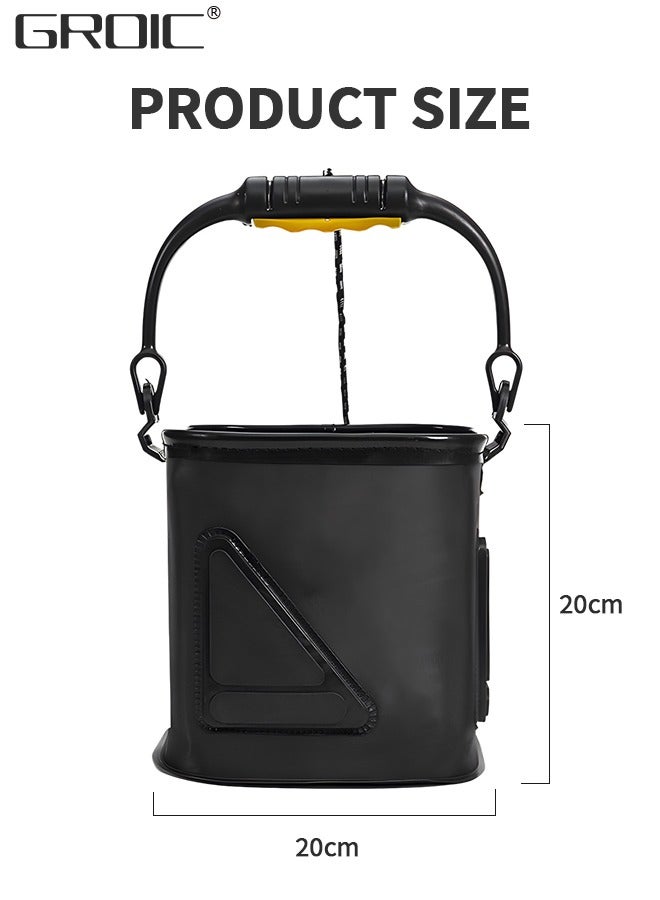 Drasry Collapsible Fishing Bucket Portable Multi-Functional Fish Live Lures Bucket,EVA Fishing Bag for Outdoor, Live Fish Lures Bucket and Fish Protection Bucket,Fish Container