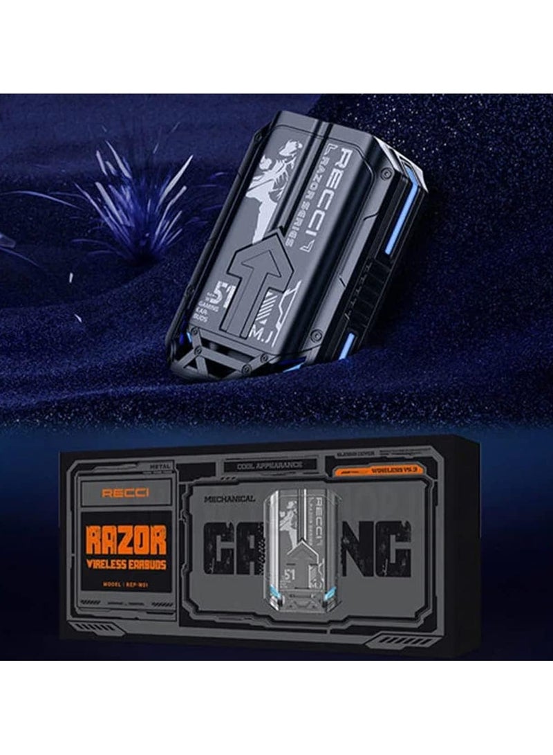 RECCI Waterproof Sports Earphones Zinc Aluminum Alloy External Frame RECCI/REP W51 Black Color New Version