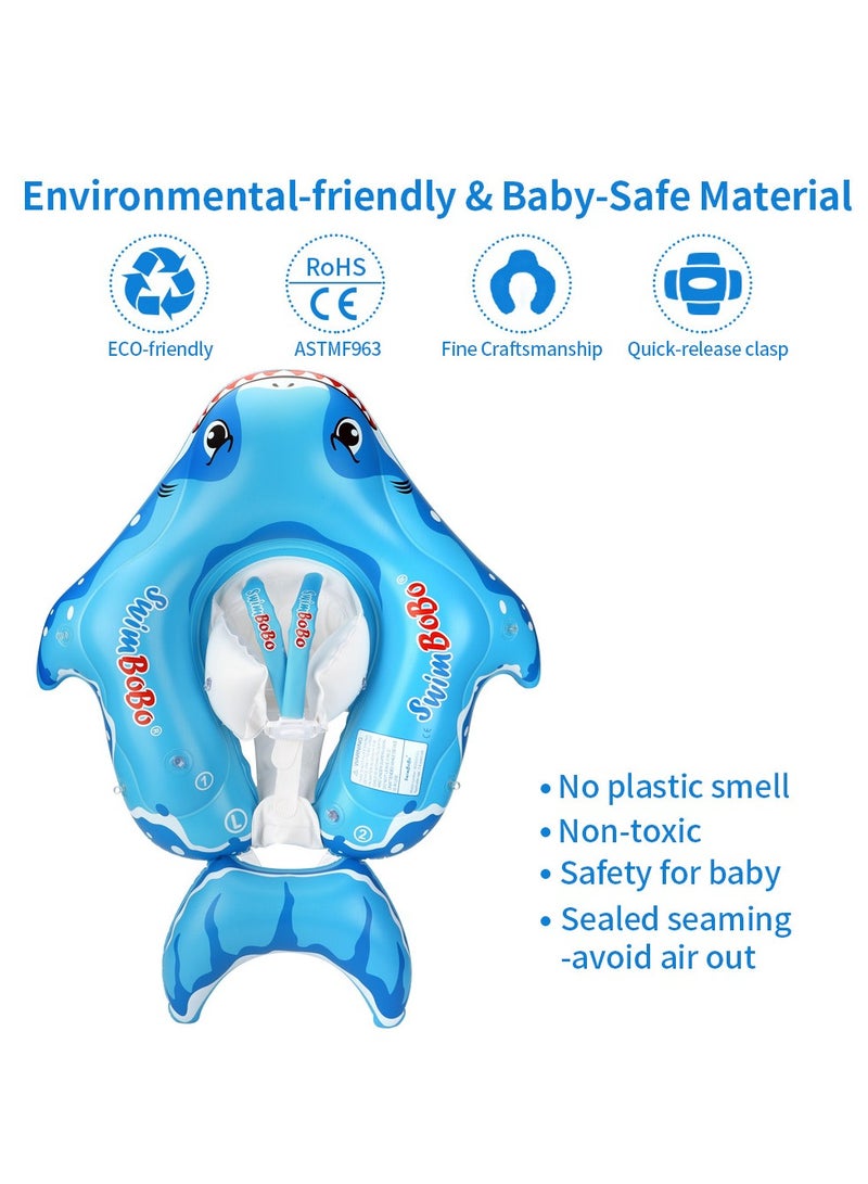 Baby Swimming Float Baby Swimming Ring Toddler Swimming Vest Children Waist Float Ring Inflatable Baby Float with Canopy Baby Swimming Ring Swimming Lap For Toddlers Swim Trainer (Shark)