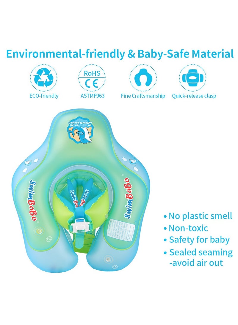 Baby Swimming Float Baby Swimming Ring Toddler Swimming Vest Children Waist Float Ring Inflatable Baby Float with Canopy Baby Swimming Ring Swimming Lap For Toddlers Swim Trainer (Green)