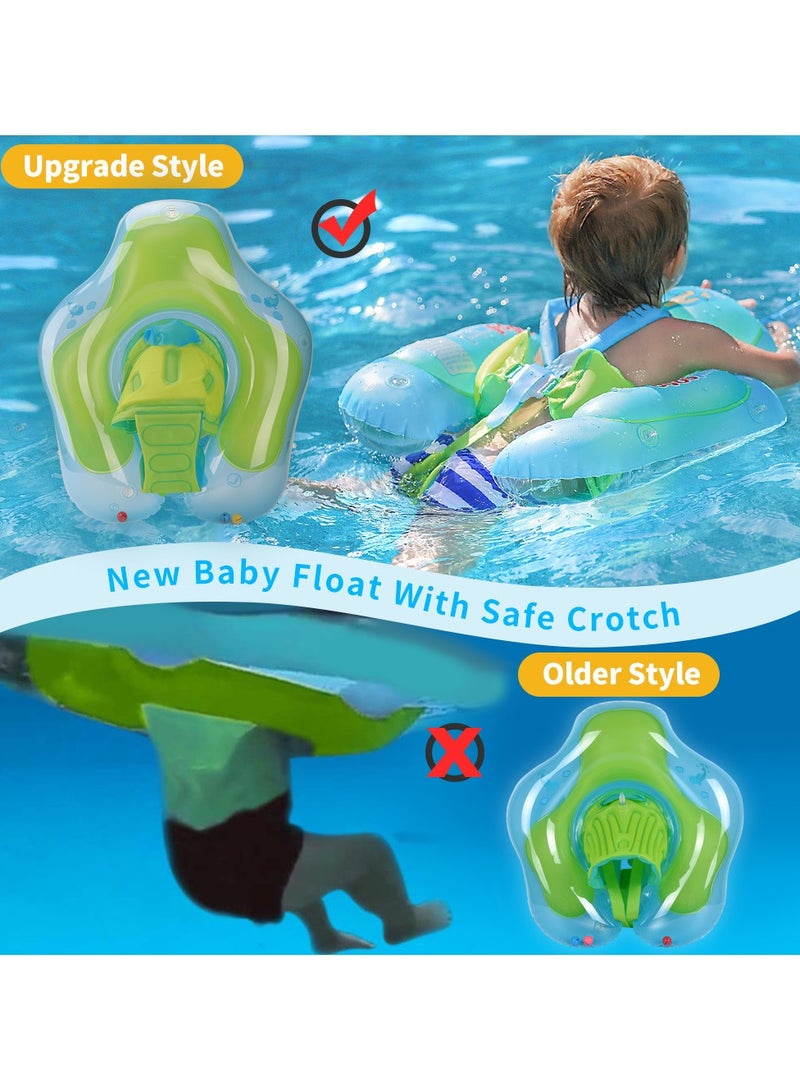 Baby Swimming Float Baby Swimming Ring Toddler Swimming Vest Children Waist Float Ring Inflatable Baby Float with Canopy Baby Swimming Ring Swimming Lap For Toddlers Swim Trainer (Green)