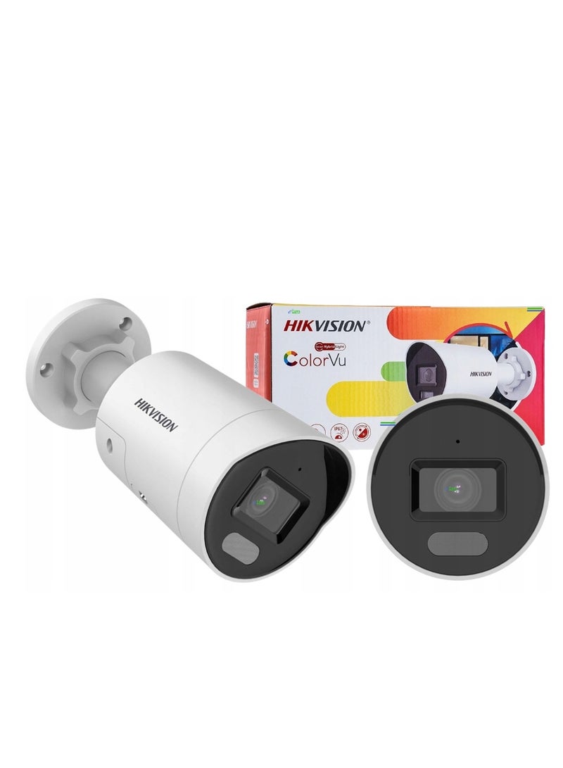 4MP AcuSense ColorVu Fixed Mini Bullet Network Camera, 2.8mm Fixed Focal Lens, H.265+ Compression, Built In Microphone, 24/7 Colorful Imaging, 40m Light Range, Dust Resistant | DS-2CD2047G2H-LIU
