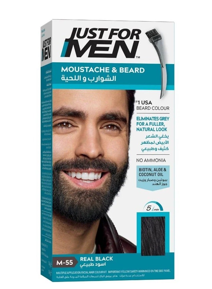 Just For Men Brush-In Color Gel Mustache & Beard Real Black M-55