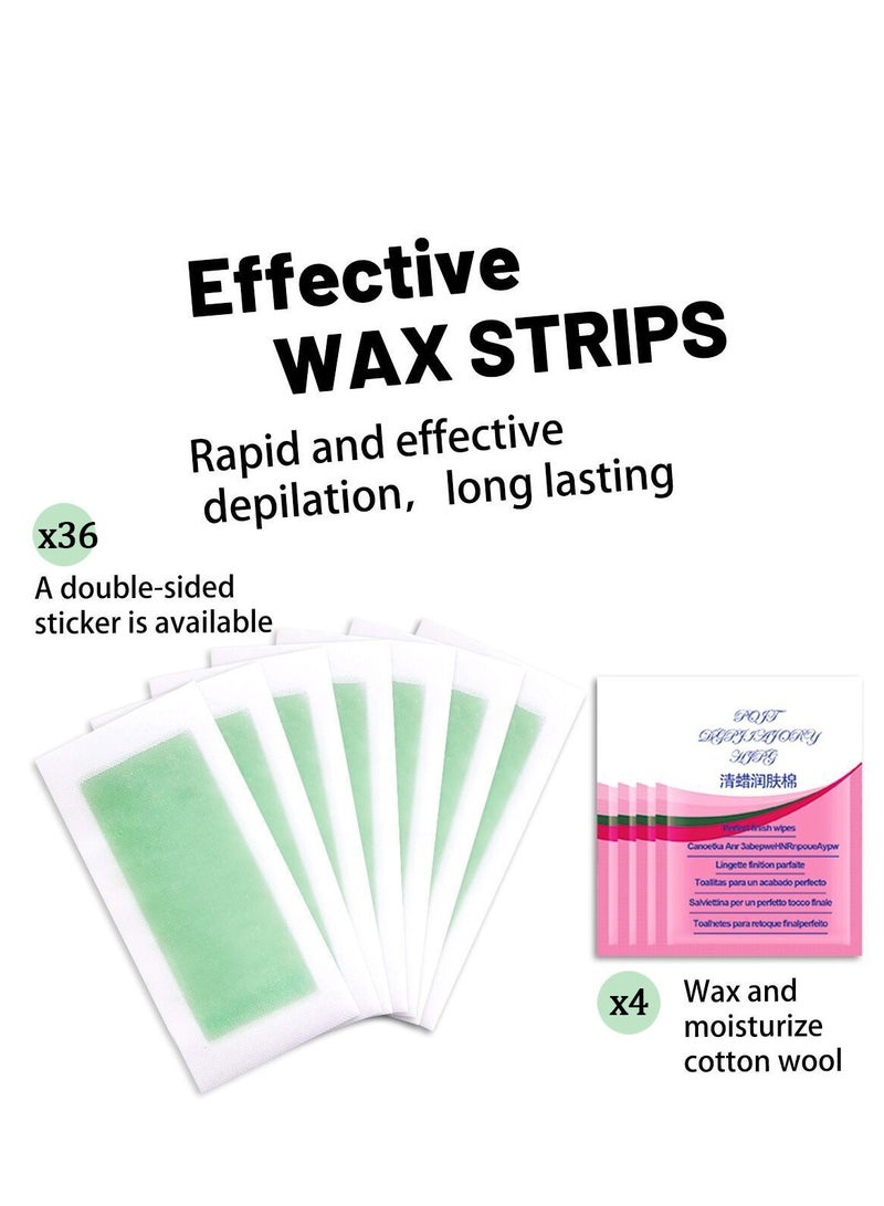 72 Pieces (4.5*9x72) Fast and Effective Hair Removal Wax Strips for Face Eyebrows Upper Lip Cheeks Epilator Fast Painless Hair Removal Kit Suitable for All Skin Types