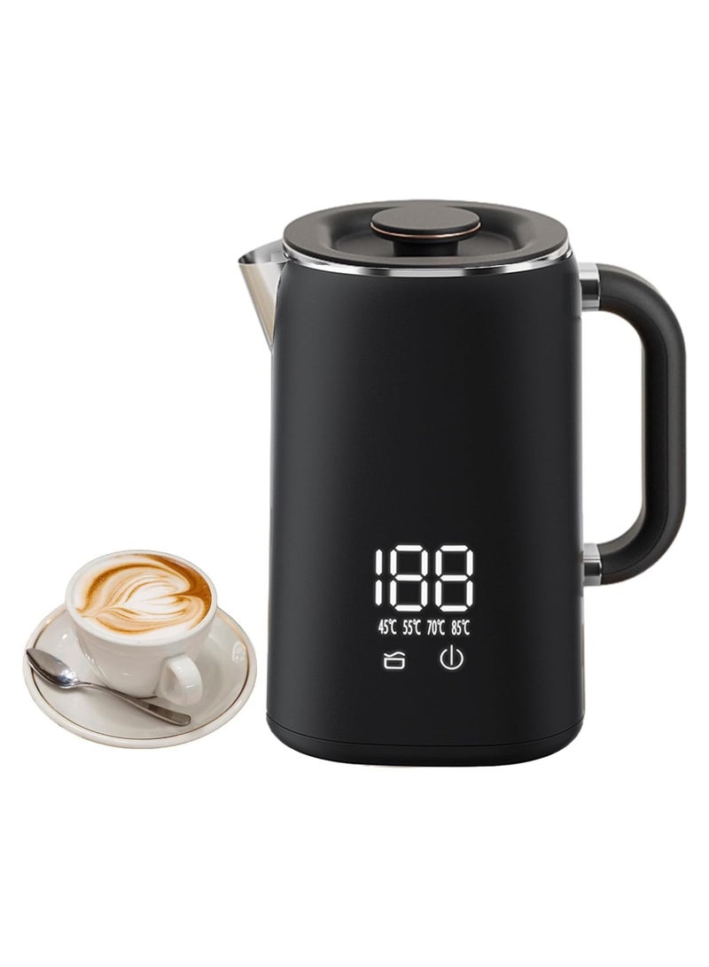 1.7L Electric Kettle with Temperature Control and Dry Boil Protection, 1500W Fast Boil, Stainless Steel Electric Kettle for Home and Office (Black)