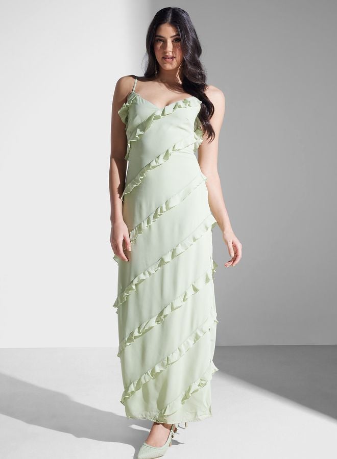 Surplice Neck Ruffle Dress