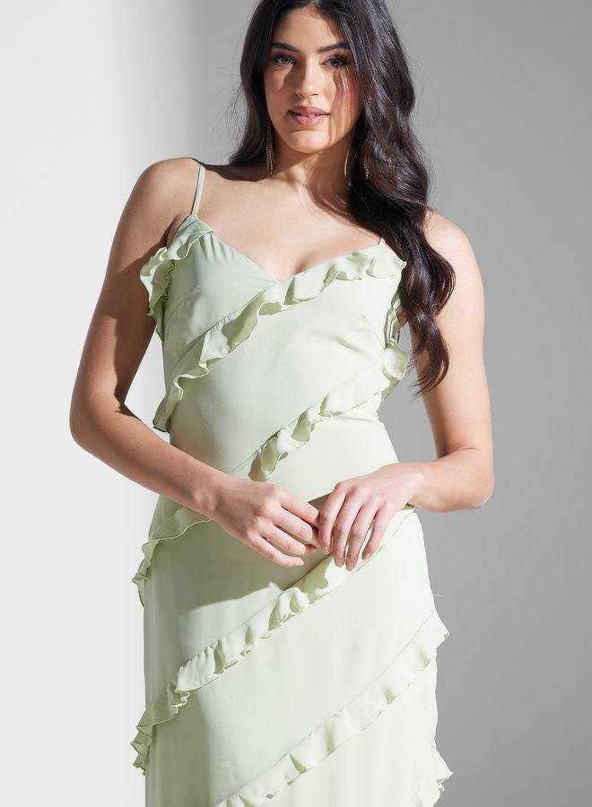 Surplice Neck Ruffle Dress