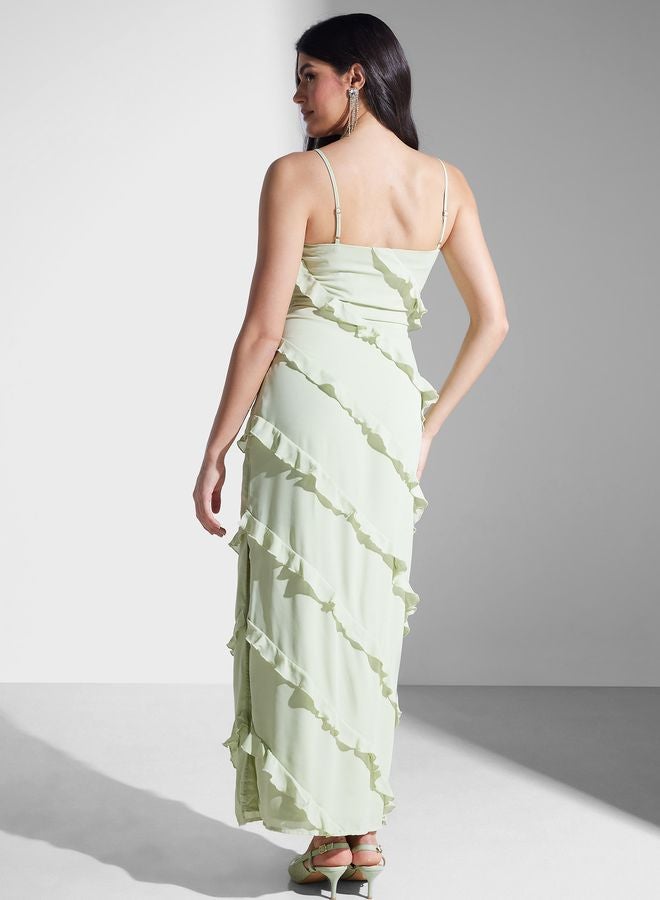 Surplice Neck Ruffle Dress