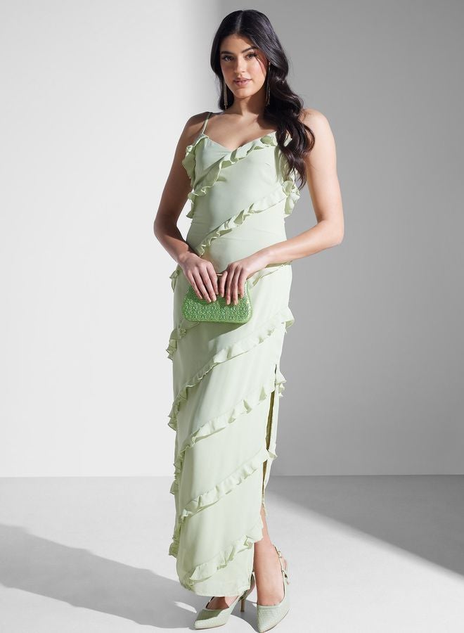 Surplice Neck Ruffle Dress