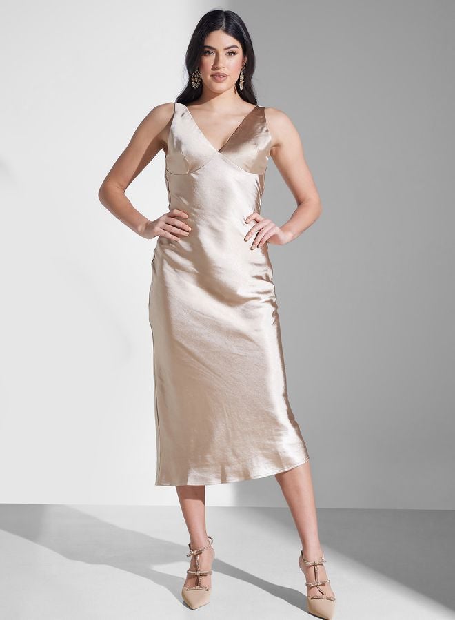 Plunge Neck Knitted Dress