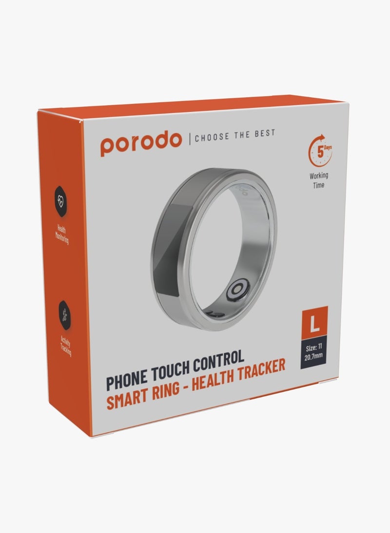 Smart Ring Health Tracker Size L 11 20.7mm / Works with App / Heart Rate & Sleep Monitor/ Sports Mode/Calorie/Distance/Pedometer/Daily Fitness /Menstrual Cycle/SpO2/Body Temperature  - Silver