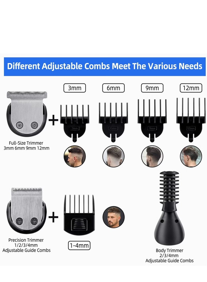 Hair Clipper Cordless Professional 11 in 1 Hair Trimmers Multifunctional Mens Grooming Kit for Beard Face Nose and Ear Hair Waterproof USB Rechargeable