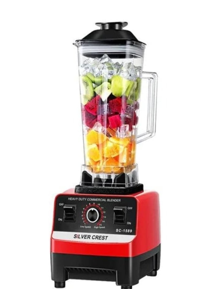 SILVER CREST 4500W High-Power Multifunctional Blender - Stainless Steel Blades, Commercial Fruit Processor, Juicer Grinder & Ice Smoothie Maker for Home & Shop | Red & Black