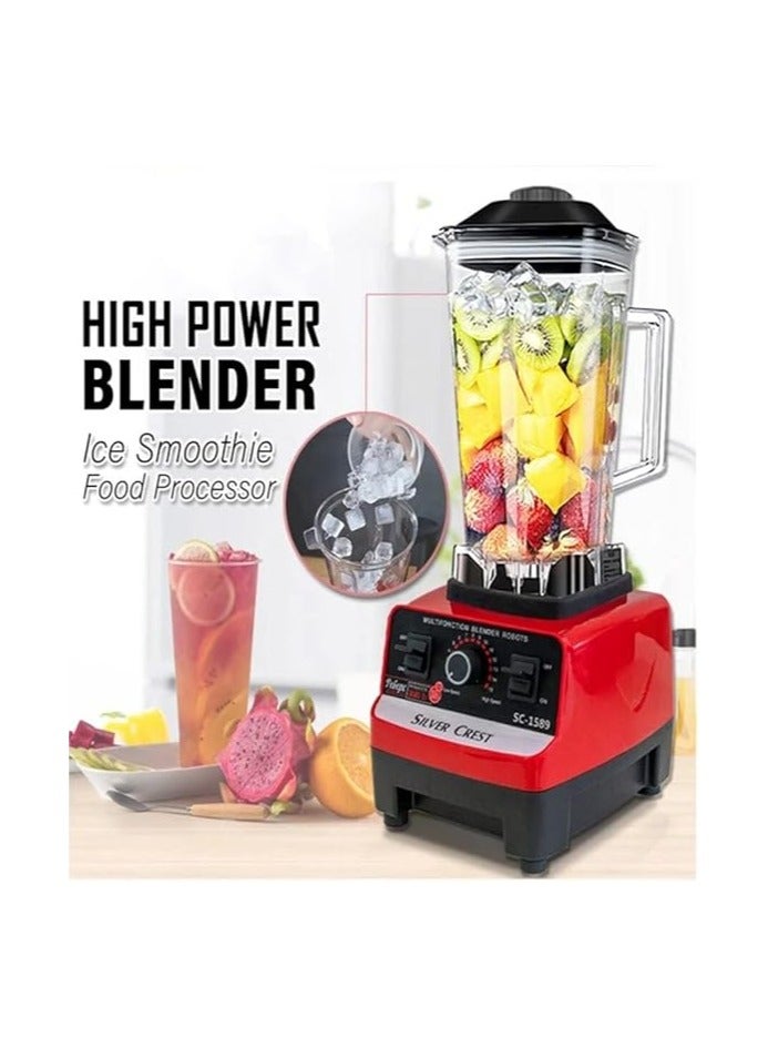 SILVER CREST 4500W High-Power Multifunctional Blender - Stainless Steel Blades, Commercial Fruit Processor, Juicer Grinder & Ice Smoothie Maker for Home & Shop | Red & Black