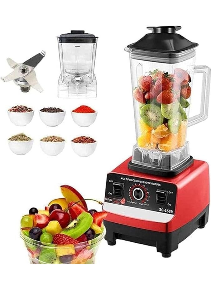 SILVER CREST 4500W High-Power Multifunctional Blender - Stainless Steel Blades, Commercial Fruit Processor, Juicer Grinder & Ice Smoothie Maker for Home & Shop | Red & Black