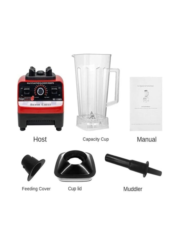 SILVER CREST 4500W High-Power Multifunctional Blender - Stainless Steel Blades, Commercial Fruit Processor, Juicer Grinder & Ice Smoothie Maker for Home & Shop | Red & Black