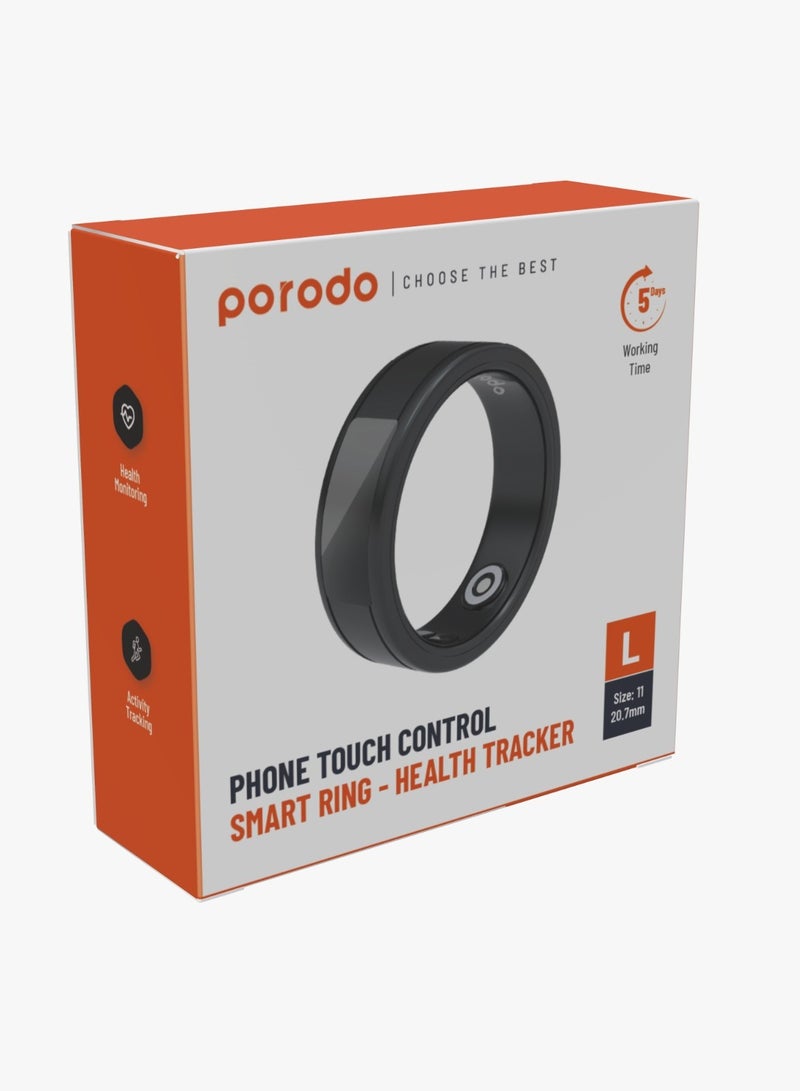 Phone Touch Control Smart Ring-Health Tracker L 20.7mm - Black
