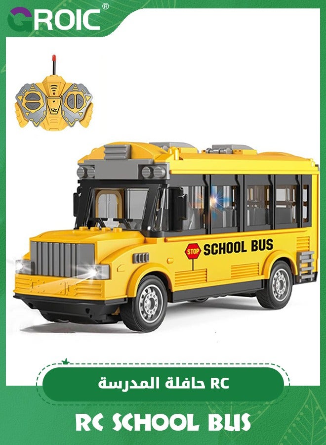 RC School Bus,Remote Control Car Vehicles, 2.4G Opening Doors City Bus Toy Classic Baby Bus, Remote Control Car with LED Lights,School Bus Toy, Electronic Vehicles Toy