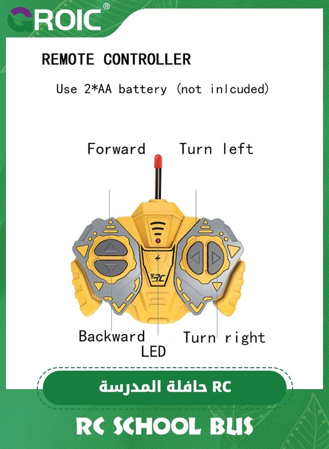 RC School Bus,Remote Control Car Vehicles, 2.4G Opening Doors City Bus Toy Classic Baby Bus, Remote Control Car with LED Lights,School Bus Toy, Electronic Vehicles Toy