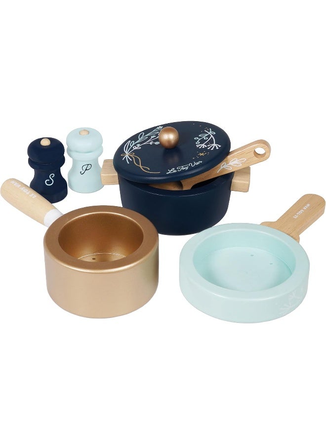 Le Toy Van - Educational Wooden Honeybake Pots and Pans Cooking Set Pretend Kitchen Play Toy | Kids Role Play Toy Kitchen Accessories