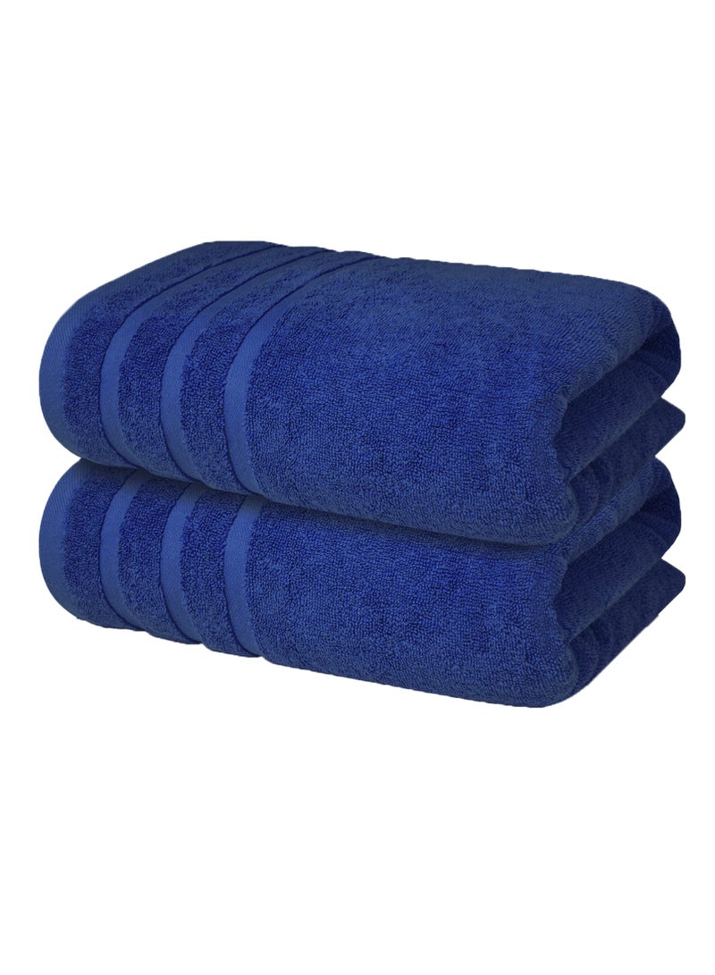 Premium Navy Blue Bath Towels 100% Cotton 70cm x 140cm Pack of 2, Ultra Soft and Highly Absorbent Hotel and Spa Quality Bath Towels for Bathroom by Infinitee Xclusives