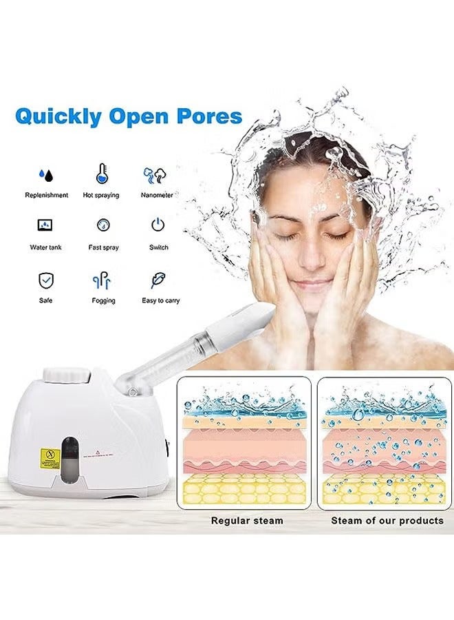 Face Steamer with 360° Rotatable Sprayer,Hot Mist Humidifier Steamer,Portable Facial Steamer for Personal Care,Use at Home or Salon