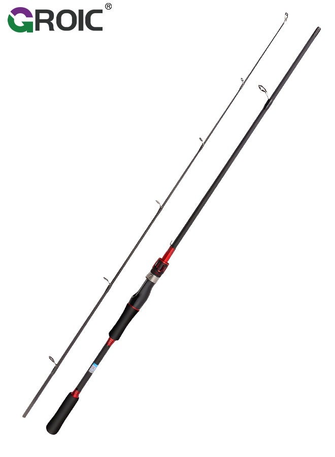 Traveller Baitcasting Fishing Rod Lightweight Carbon Spinning Straight Handle Angling Pole,Long-distance fishing rod, sea pole and throwing rod - 2.4m,Red