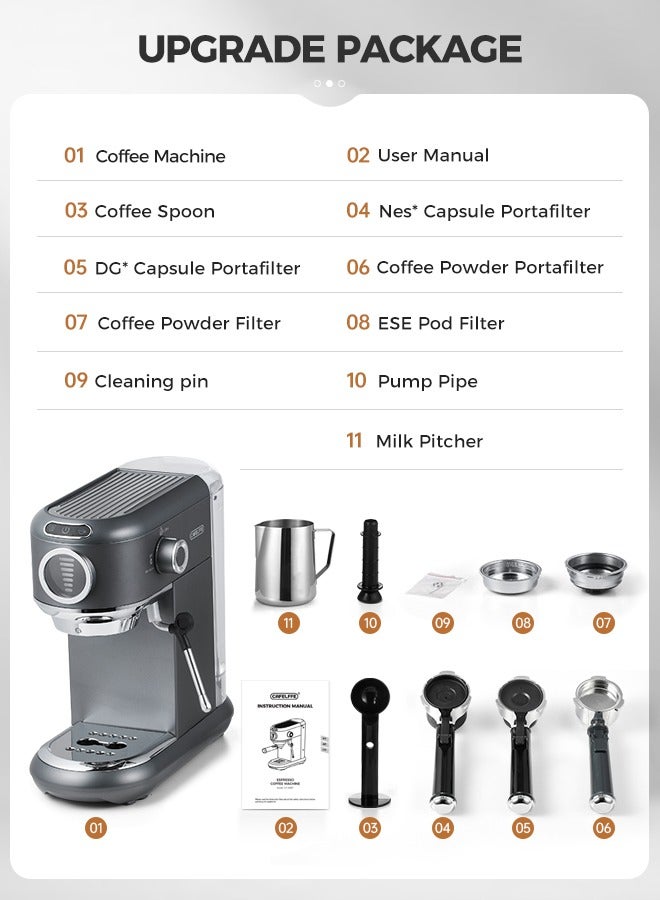 4 In 1 Espresso Machine Hot Cold Coffee Machine For Nespresso Dolce Gusto ESE Pods And Ground Coffee For Household Hotel And Office 1.1L