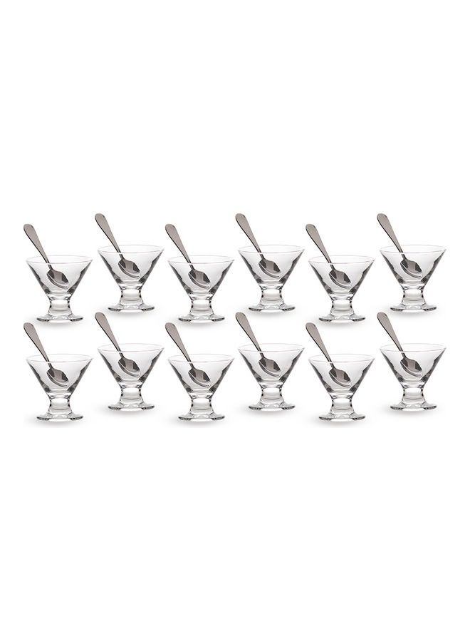 12-Piece Multi-Use Serving Bowl With Spoon Clear 8x8x7cm