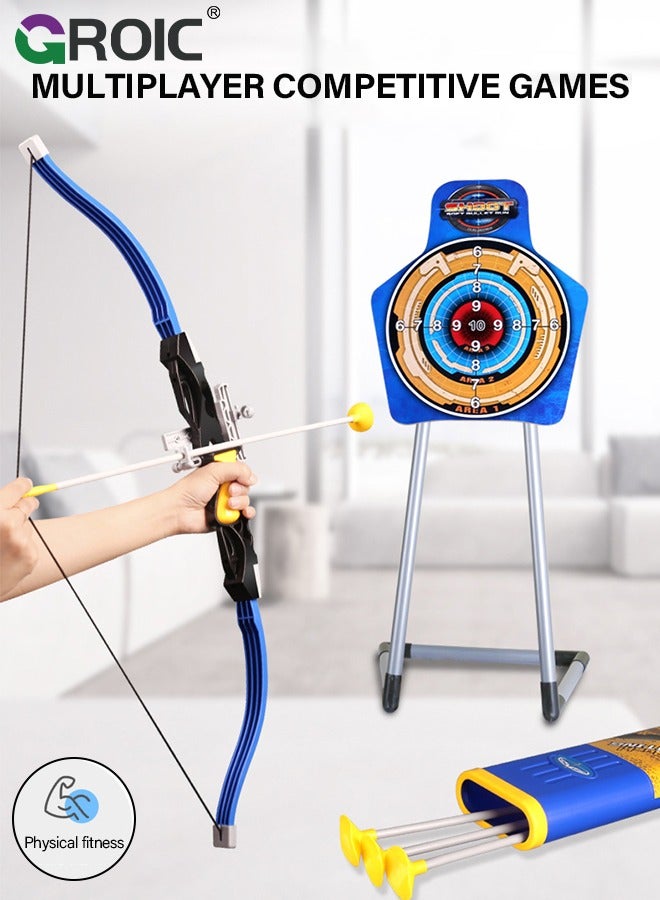 Sport Series Archery Shooting Set,  Basic Archery Set Outdoor Hunting Game, Bow and Arrow Toy for Kids, Include Target、Shoulder-strapped Quiver and 8 Suction Cup Arrows